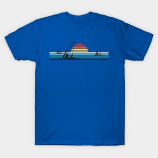 Windsurfing Retro Sunset Vintage stripe racing windsurfer T-Shirt